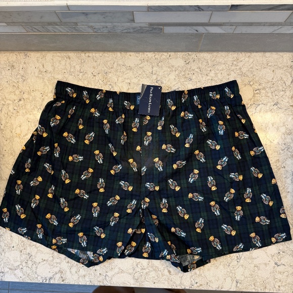 Vintage NWT Men's Polo by Ralph Lauren XL Plaid boxer shorts with Teddy bears - Picture 2 of 16